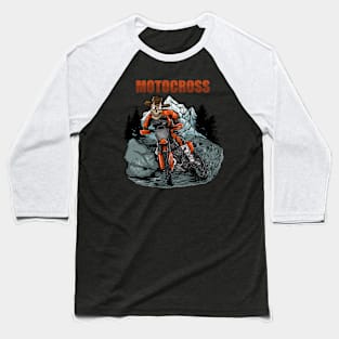 Skull motocross Baseball T-Shirt